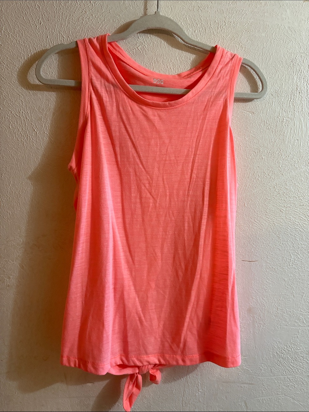 DSG Neon Coral Tie-Front Tank Top